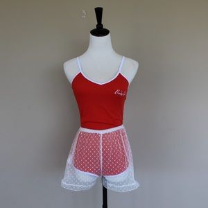 Retro See-through Polka Dot Frill Hot Shorts CA